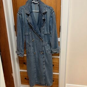 H&M Blue Denim Trench Coat